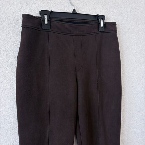SPANX Faux Suede High Waisted Flare Leg Pants Chocolate Brown 20323Q MED Petite - Picture 3 of 9